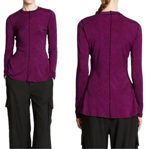 PROENZA SCHOULER WHITE LABEL Jersey Crewneck Shirt Magenta and Black Size S NWT
